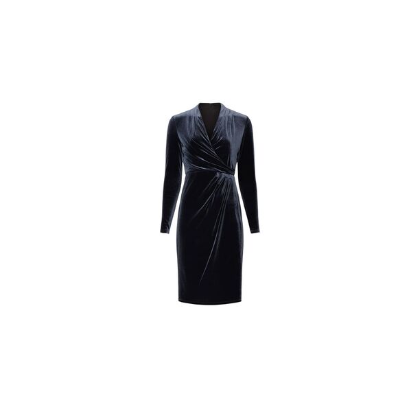 Lauren Ralph Lauren Grey Velvet Dress Size 8 MSRP: $145 - Picture 1 of 8